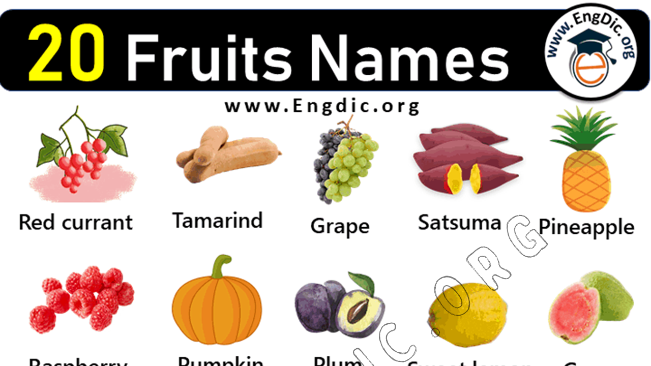20 Fruits Names List in English - EngDic