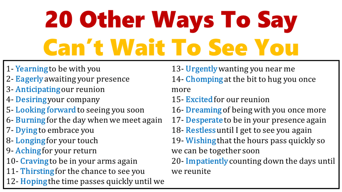 Different Ways To Say I Can T Wait To See You