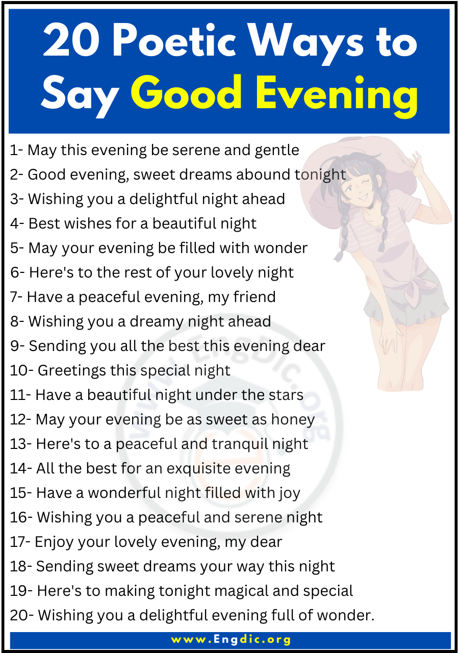 20 Poetic Ways to Say Good Evening