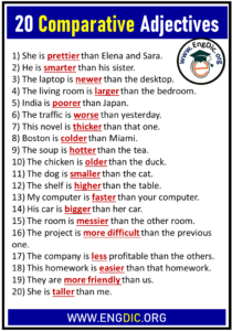 20 Comparative Adjectives Examples - EngDic