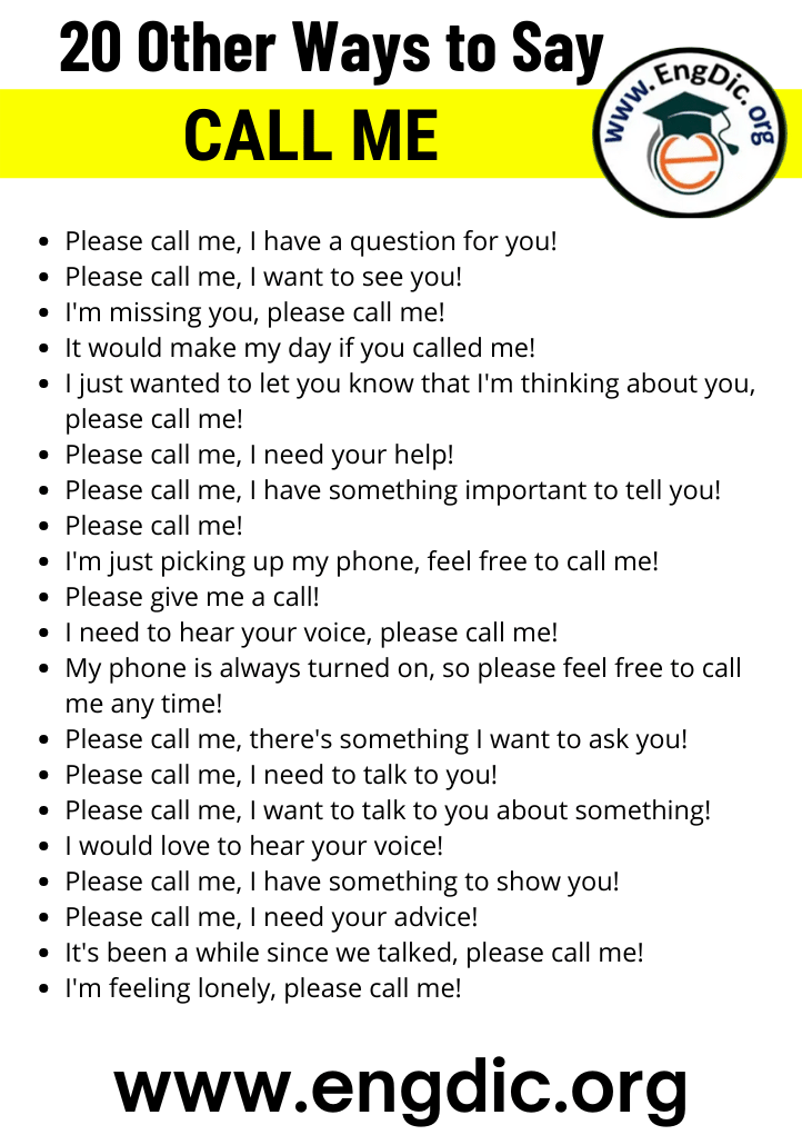 20 Other Ways To Say Call Me EngDic