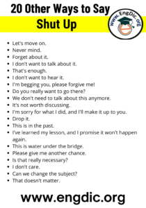 220+ Other Ways to Say Shut Up, Synonyms of Shut Up - EngDic