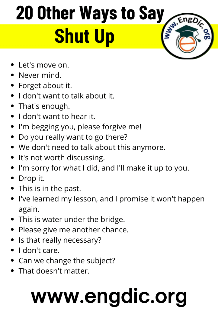 20 other ways to say shut up