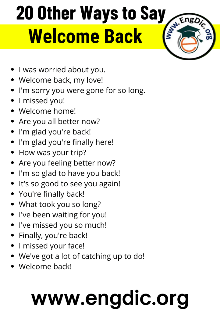 20 Other Ways to Say Welcome Back - EngDic