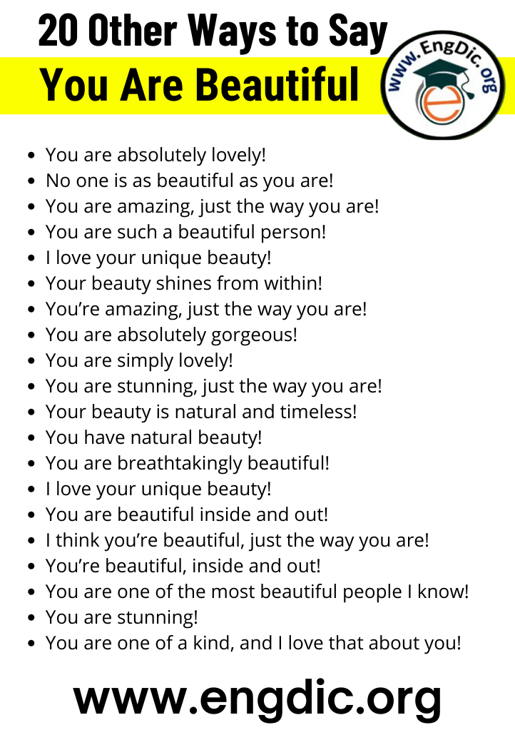 20 other ways to say you are beautiful