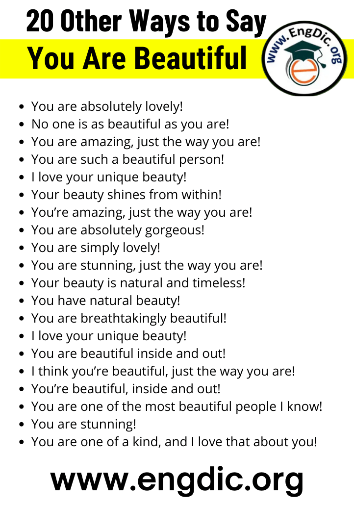 How To Say You Are Beautiful In A Different Way