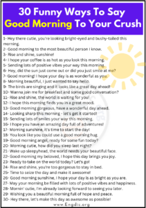 30+ Funny Ways To Say Good Morning To Your Crush - EngDic