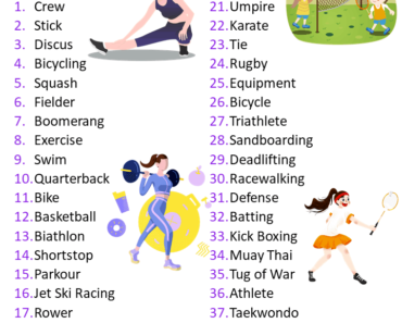 40 Sports Vocabulary Words List