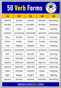 50 Verb Forms V1 V2 V3 V4 V5 - EngDic