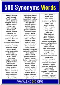 500 Synonyms Words List - EngDic