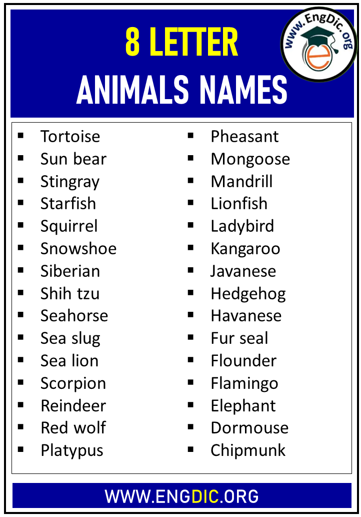 8 Letter Animals Names - EngDic
