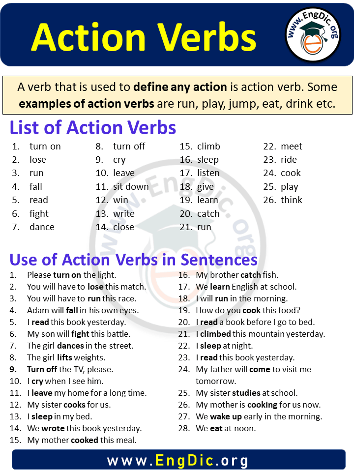 10 Examples Of Action Verbs - Design Talk