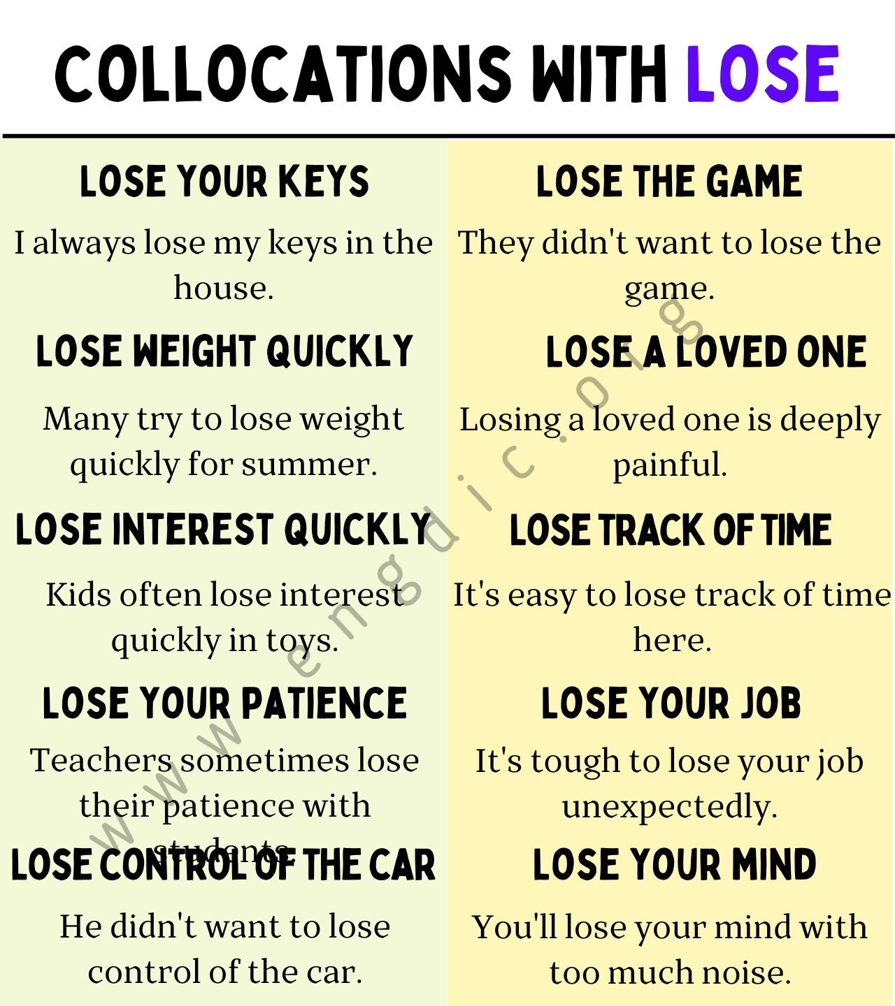 Collocations With Lose Copy