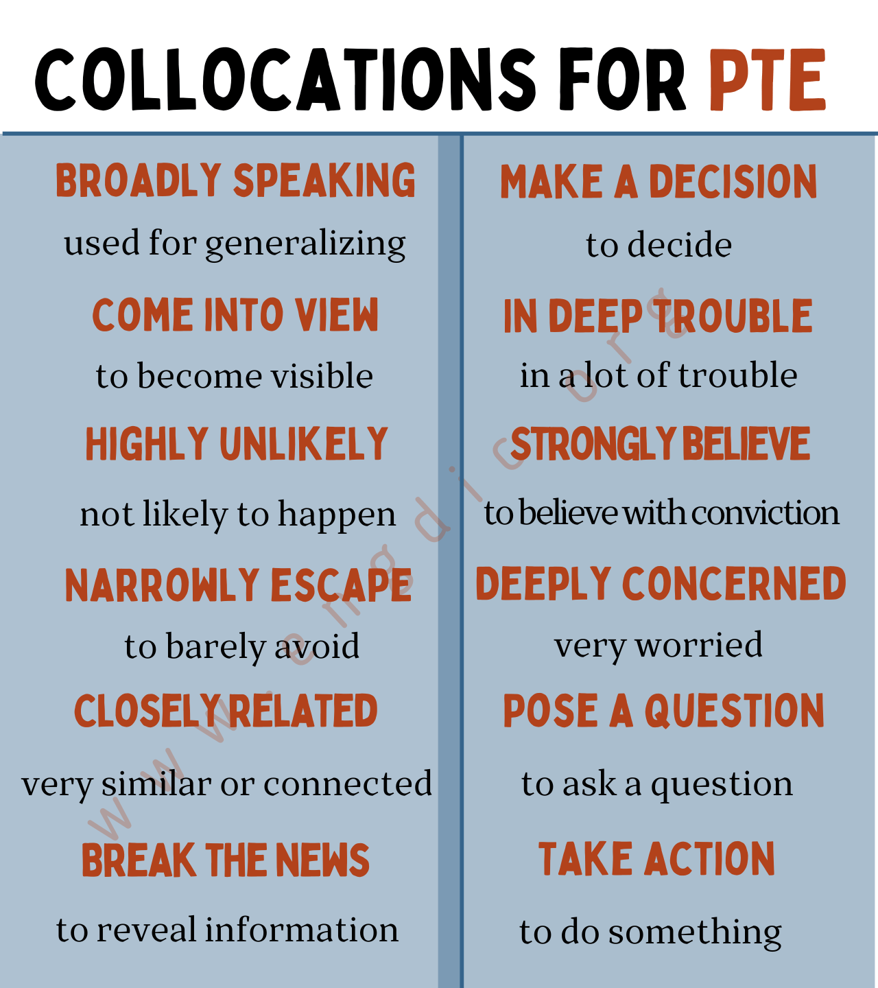 Collocations for PTE Copy