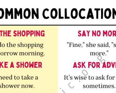 30 Common Collocation Words List