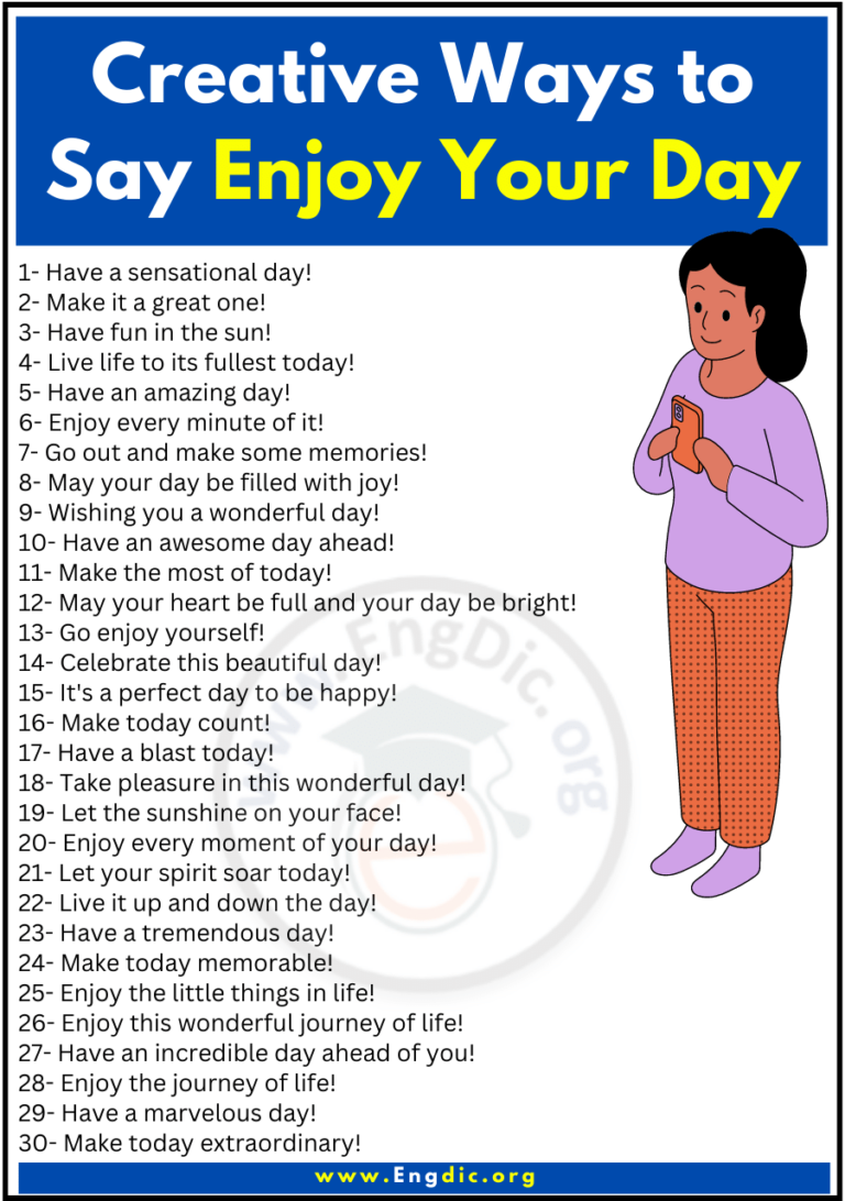 30+ Creative Ways to Say Enjoy Your Day - EngDic