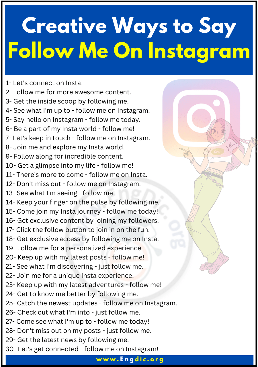30 Creative Ways To Say Follow Me On Instagram EngDic