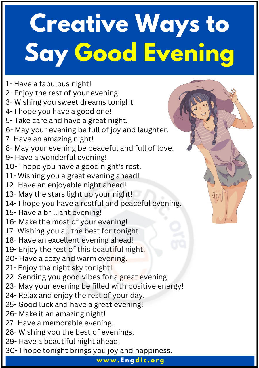 30 Heartfelt Creative Ways To Say Good Evening EngDic