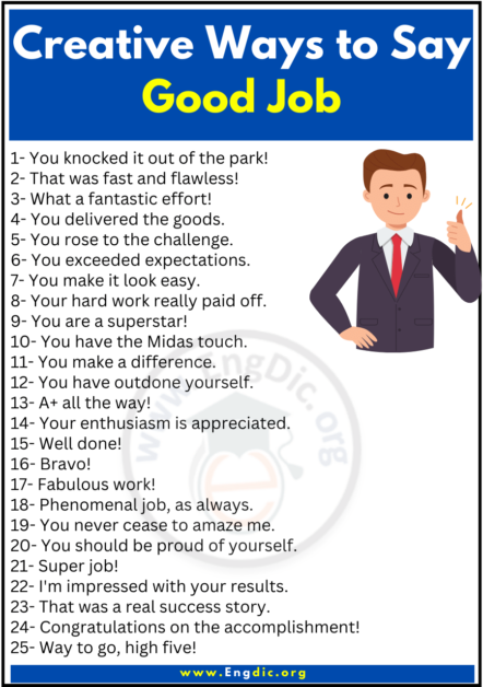 220+ Powerful Ways to Say Good Job - EngDic