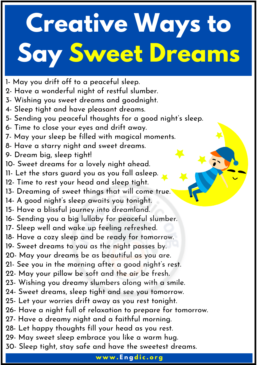 30 Creative Ways To Say Sweet Dreams EngDic