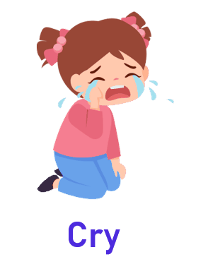 Cry 10 Action words with pictures and sentences