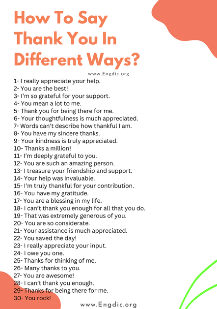 How To Say Thank You In Different Ways? - EngDic