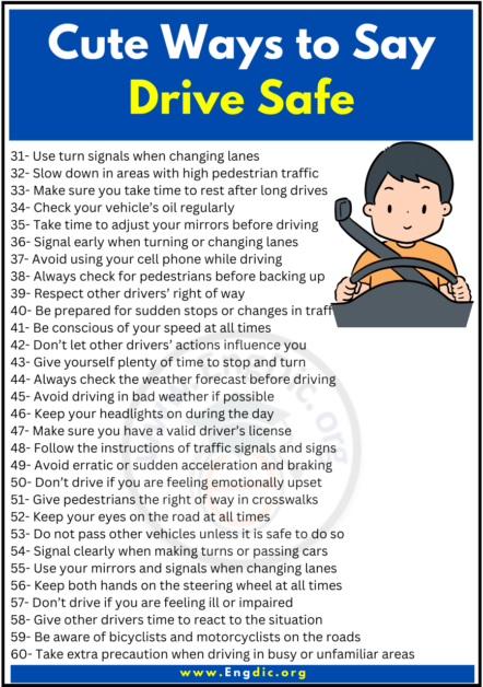 120+ Other Cute Ways to Say Drive Safe - EngDic