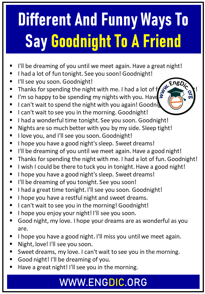 Different And Funny Ways To Say Goodnight To A Friend