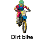 Dirt bike transport names vocabulary