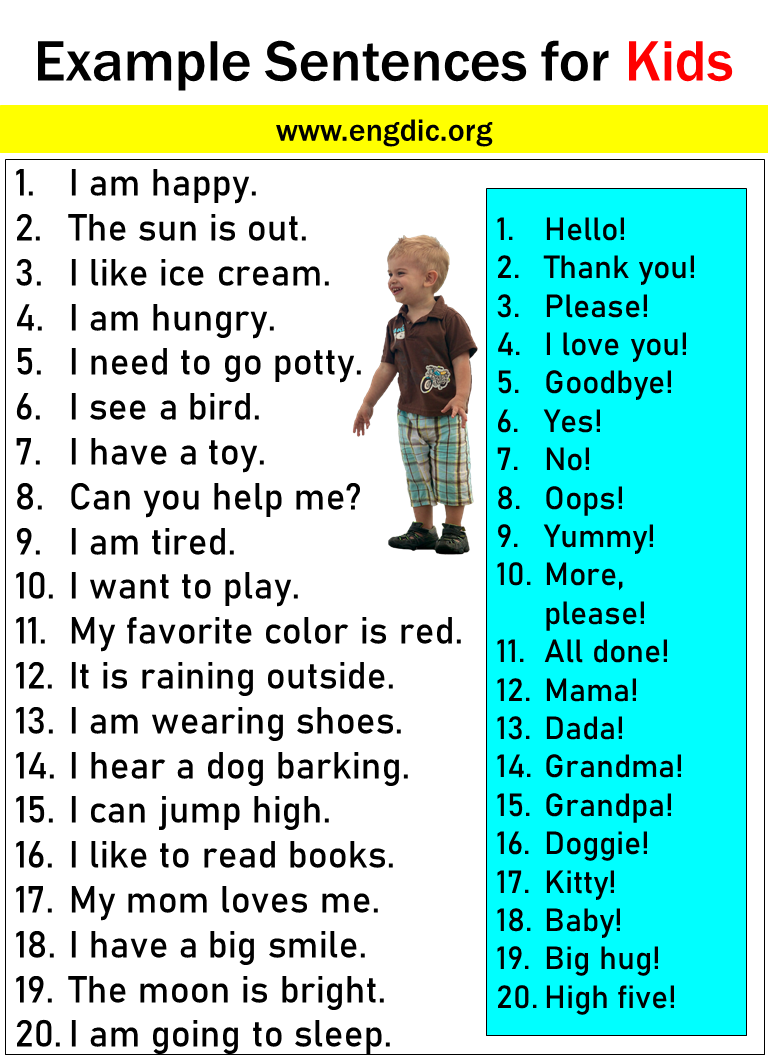 20 Example Sentences For Kidschildtoddler Engdic