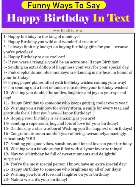 30+ Funniest Ways To Say Happy Birthday Through Text - EngDic