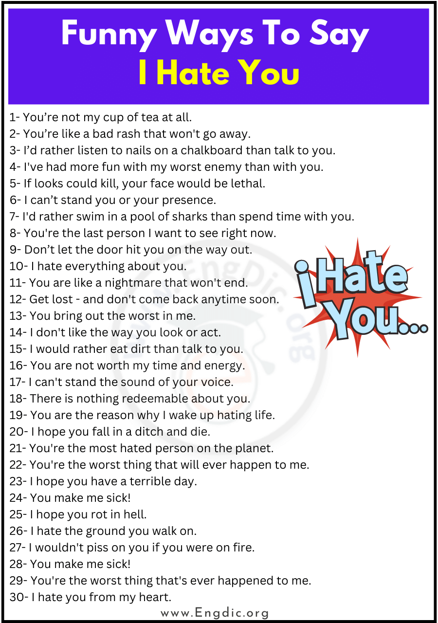 Funny Ways To Say I Hate You 1