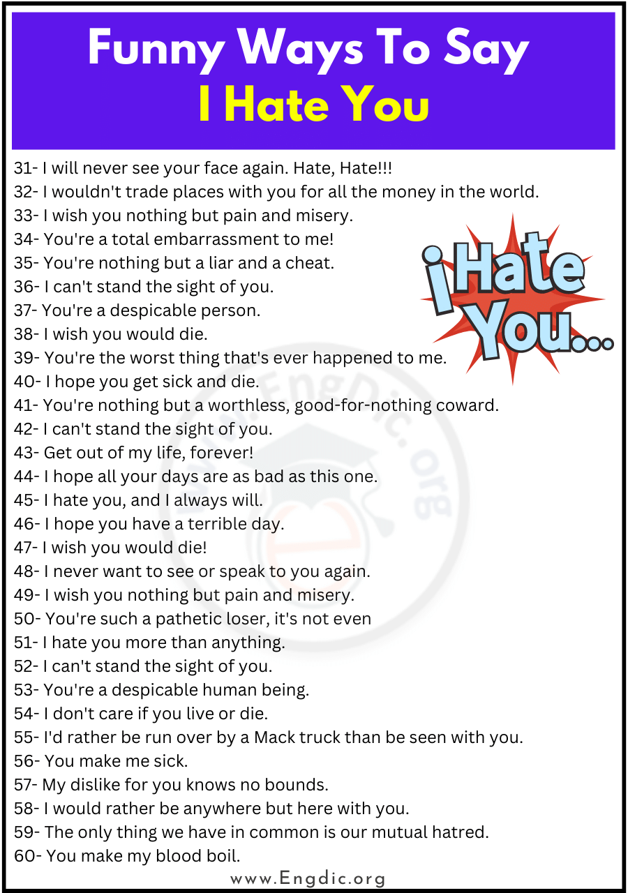 Funny Ways To Say I Hate You 2