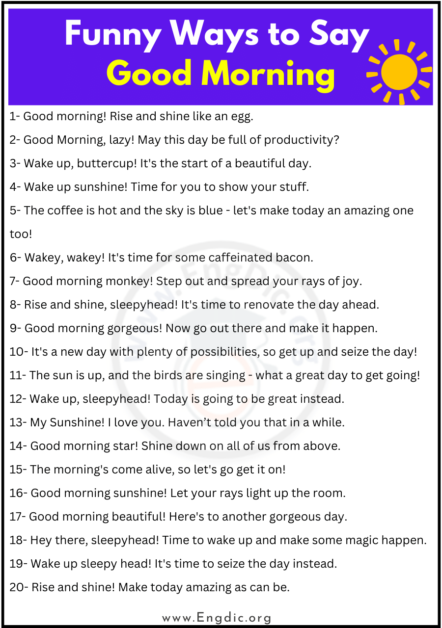 100+ Funny Ways to Say Good Morning - EngDic