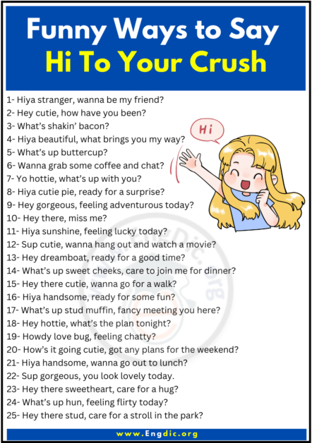 70+ Funny Ways to Say Hi To Your Crush - EngDic