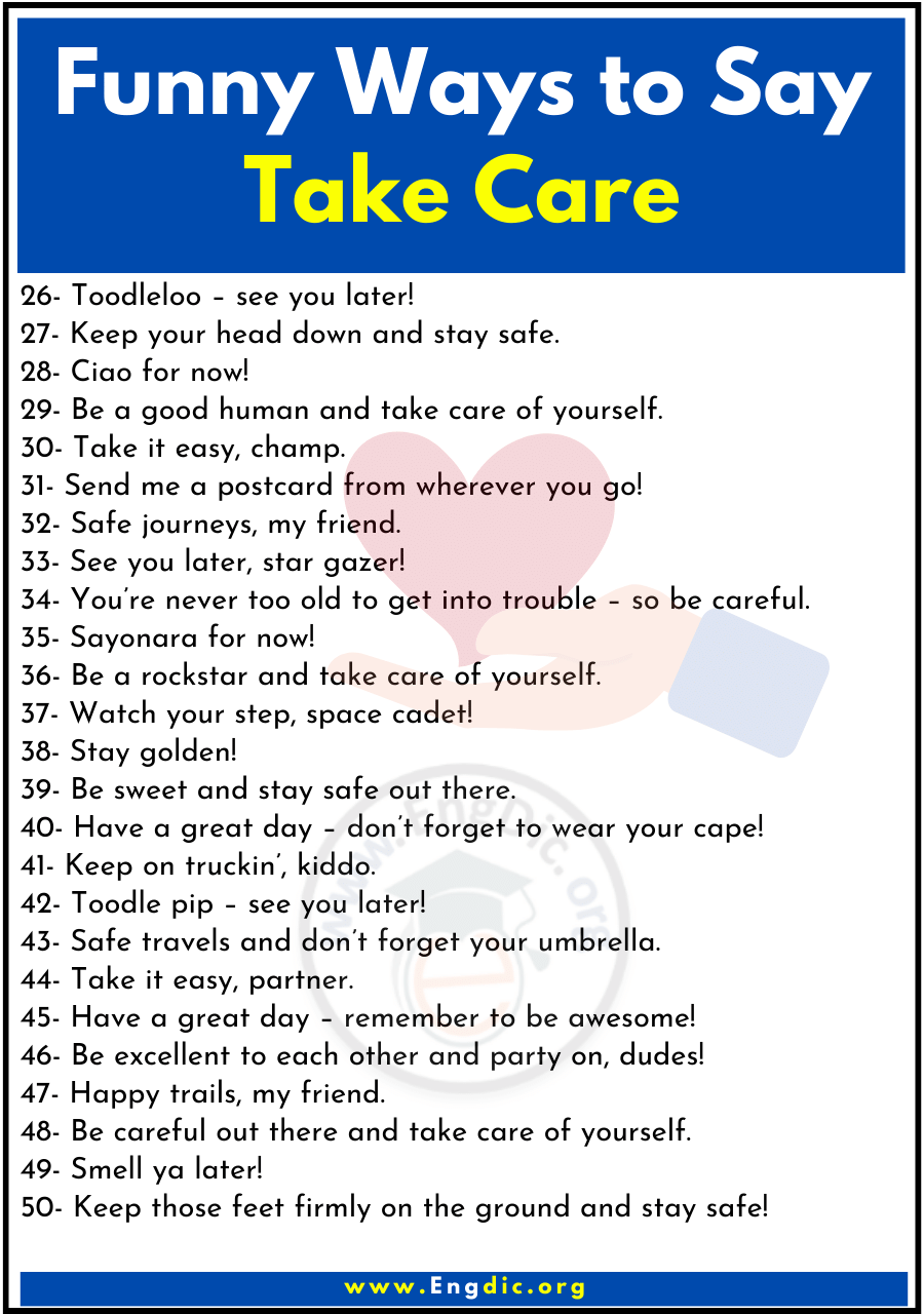 Funny Ways to Say Take Care 2
