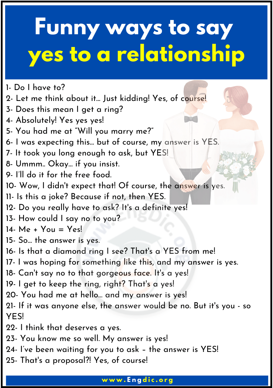 Funny ways to say yes to a relationship