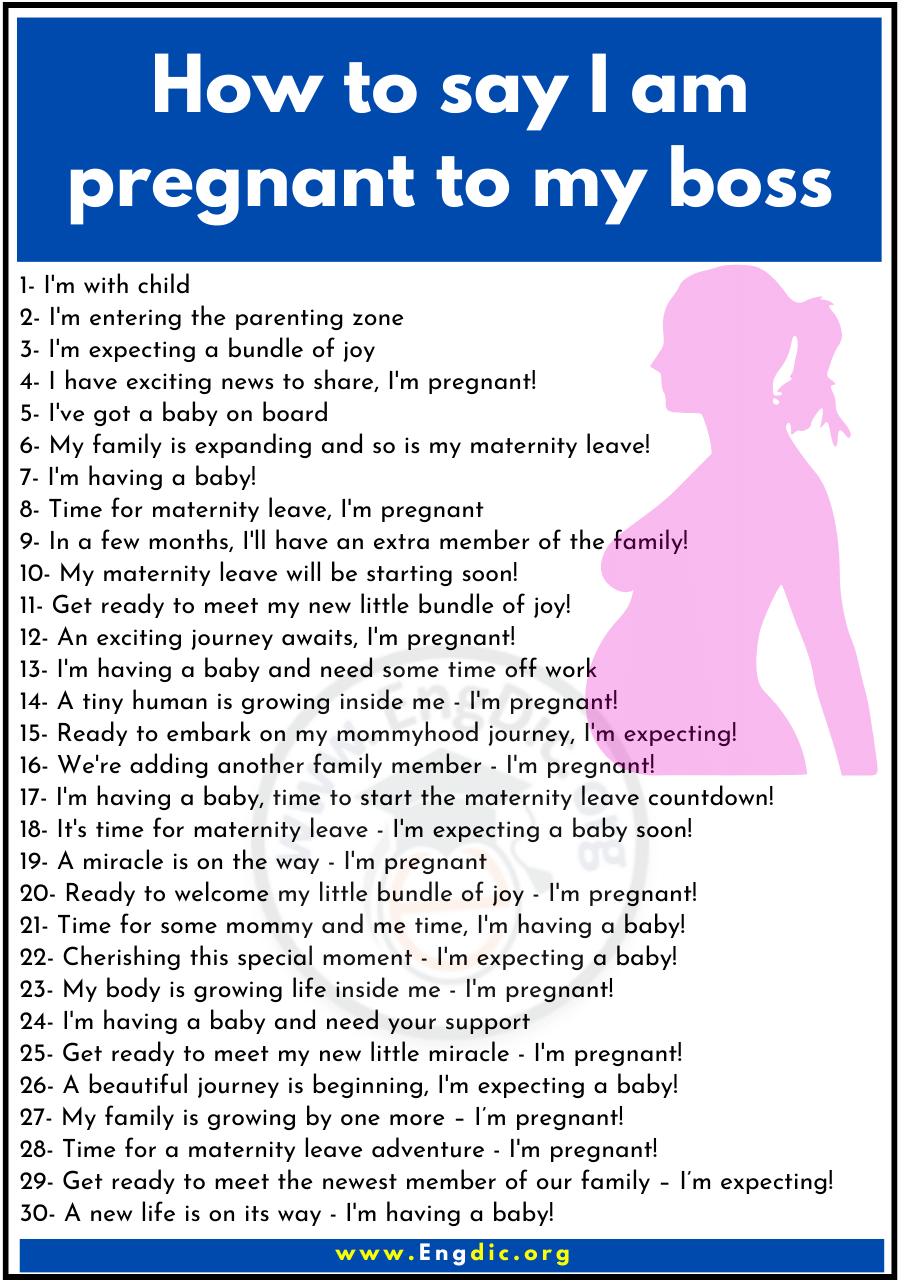How to say I am pregnant to my boss