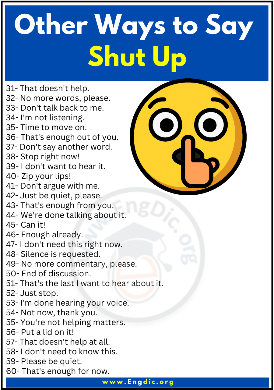 Other Ways to Say Shut Up 2