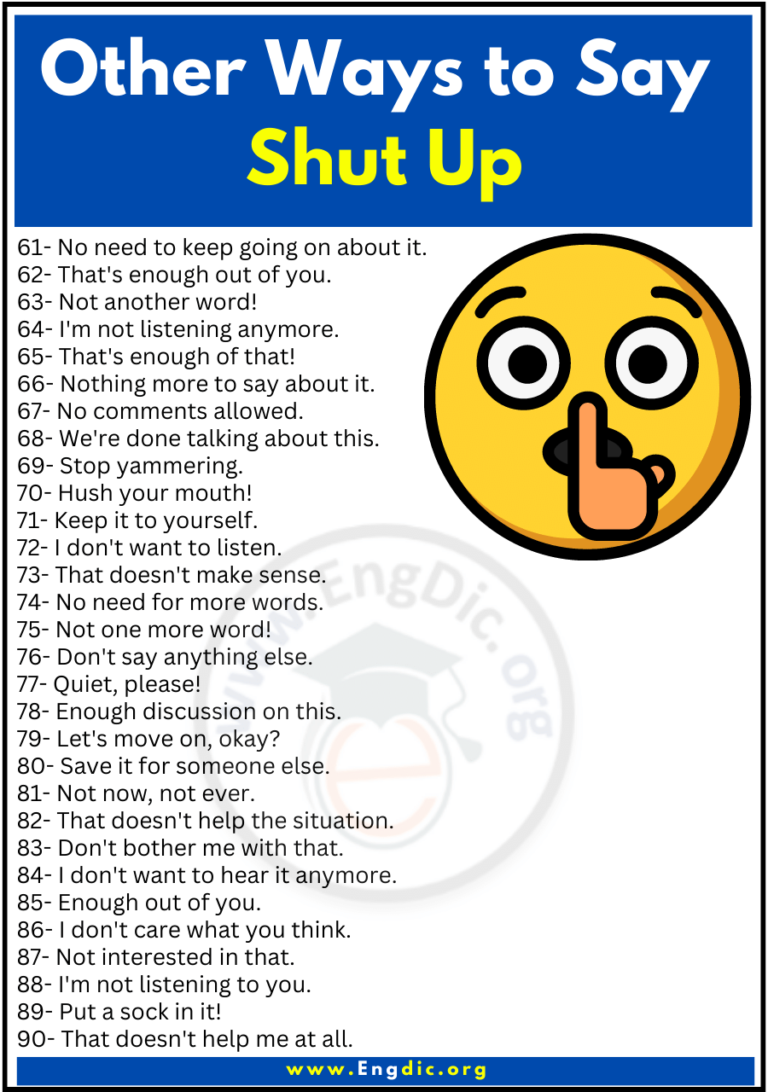 220+ Other Ways to Say Shut Up, Synonyms of Shut Up - EngDic