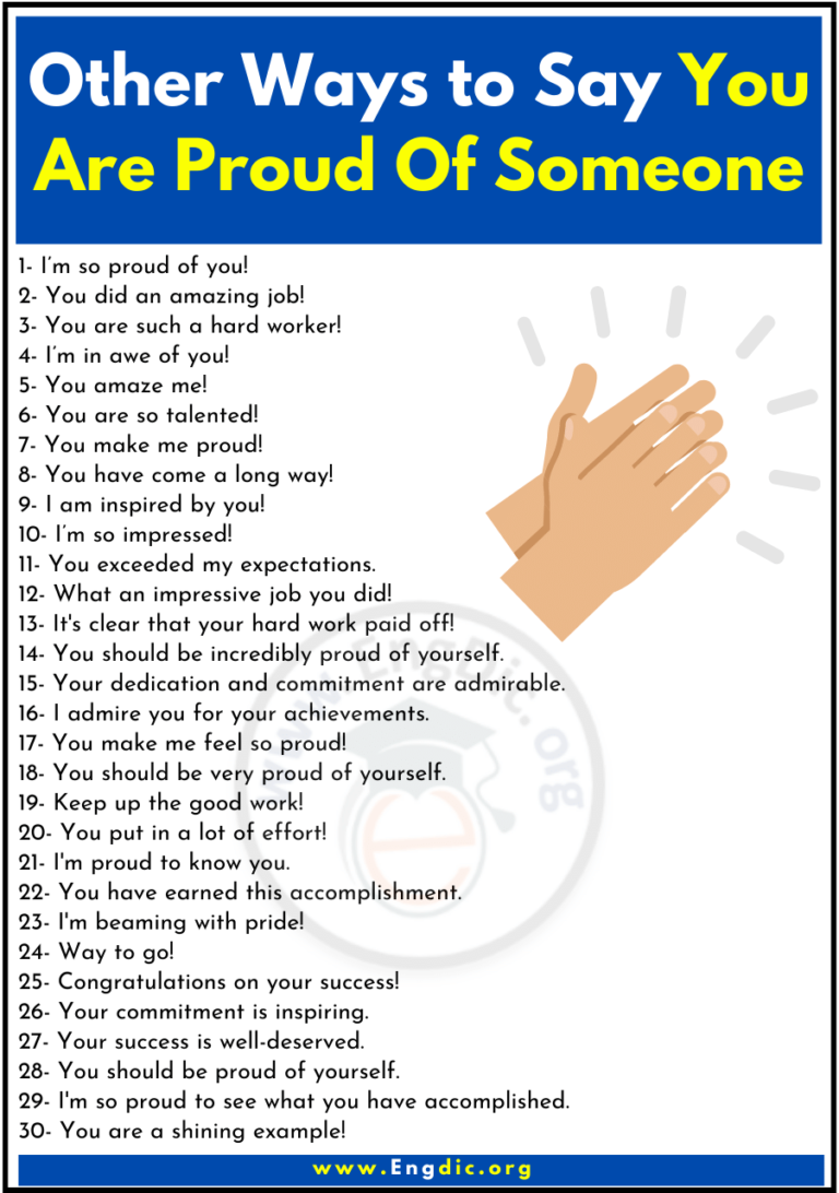  120+ Other Ways to Say You Are Proud Of Someone - EngDic Bildidee 