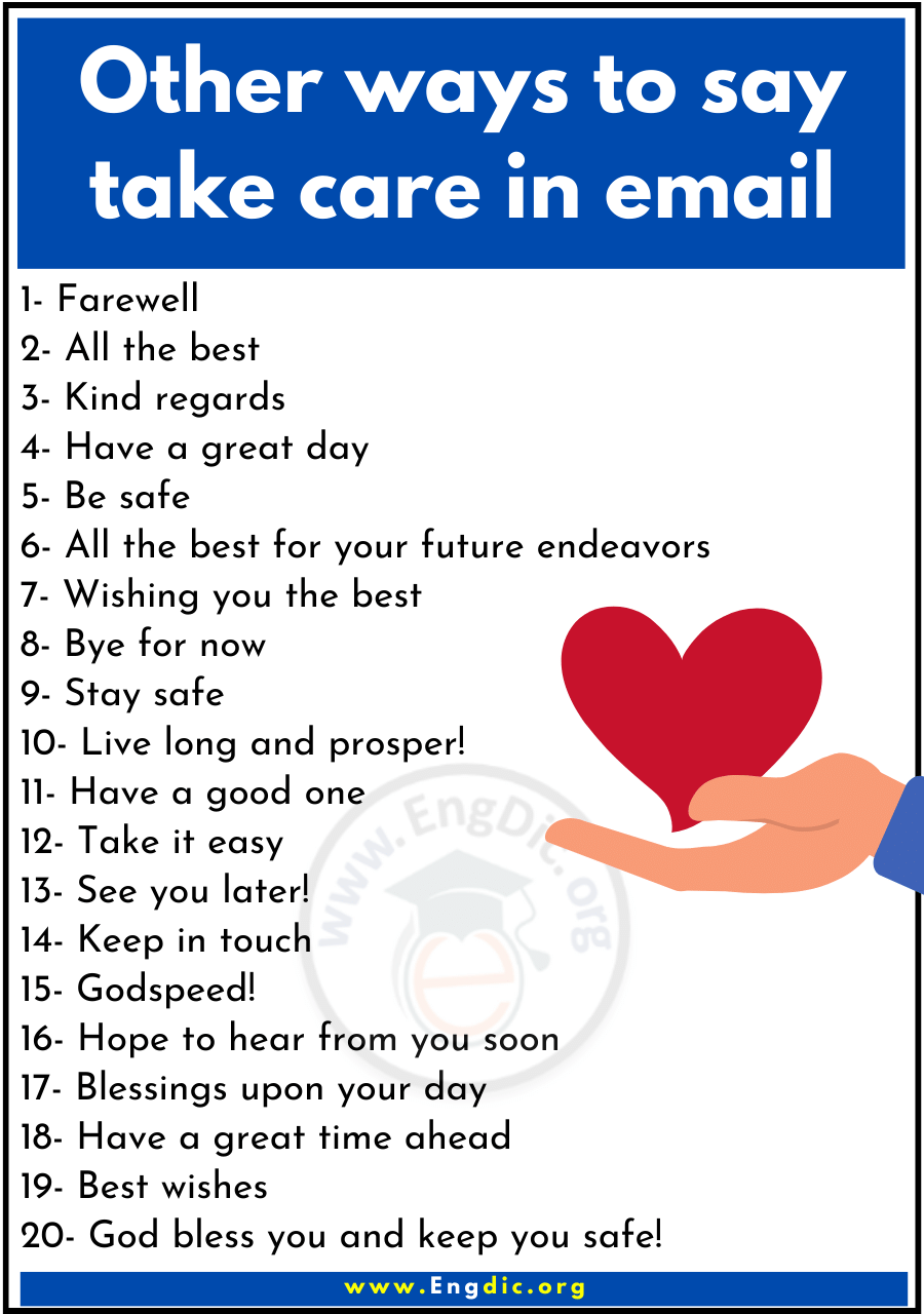 Other ways to say take care in email