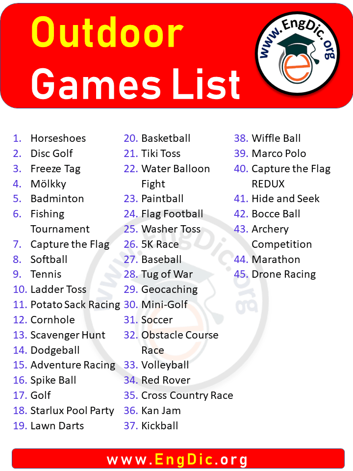 Outdoor Games List In English EngDic