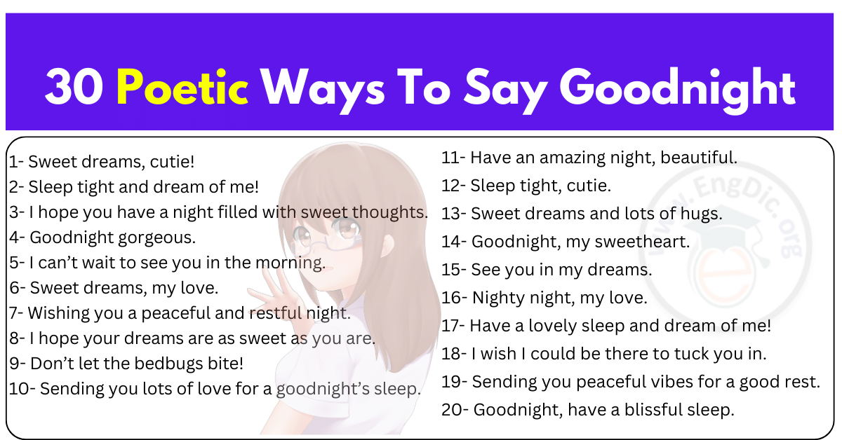 30+ Poetic Ways To Say Goodnight - EngDic