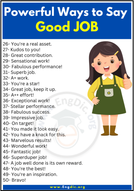 220+ Powerful Ways to Say Good Job - EngDic - 25 Things To Say Instead Of Good Job