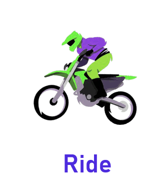 Ride 10 Action words with pictures and sentences