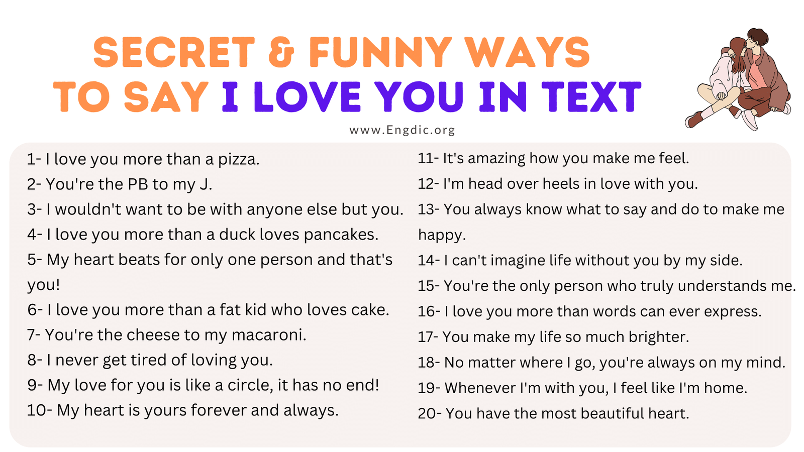 100 Secret Funny Ways To Say I Love You EngDic