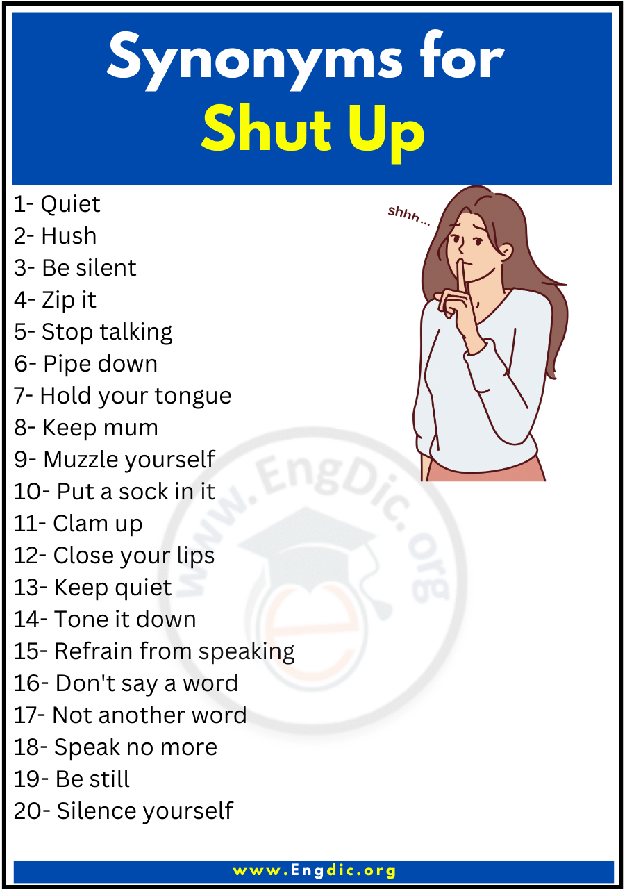 220+ Other Ways to Say Shut Up, Synonyms of Shut Up - EngDic