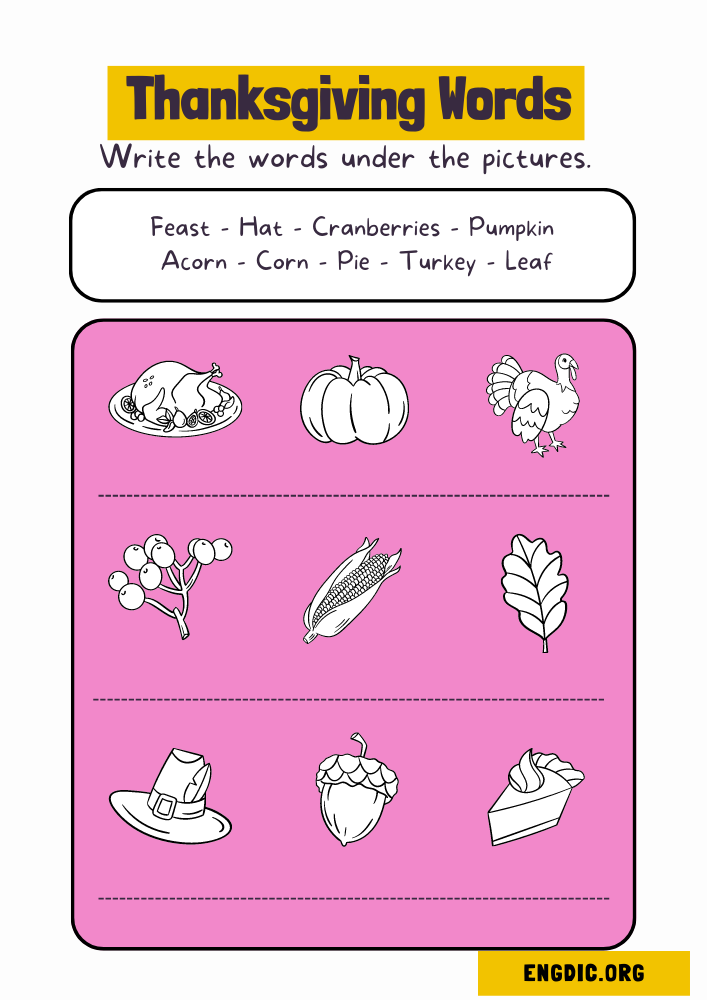 Thanksgiving Words worksheet