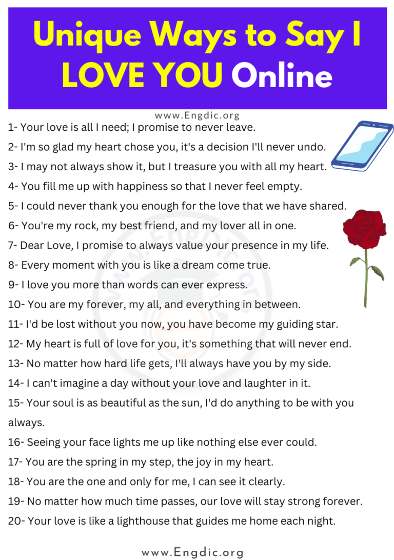 Unique Ways to Say I LOVE YOU Online {On Social Media} - EngDic